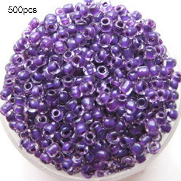 Ruanlalo 500Pcs 2mm Round Glass Seed Beads for DIY Bracelet Necklace Jewelry Making Craft Dark Purple 500pcs