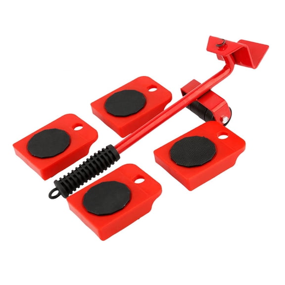 Ruanlalo 5Pcs/Set Furniture Lifter Mover Tool with Crowbar Heavy Duty Furniture Mover with 4 Wheels Household Appliance Roller Furniture Moving Dolly Slider