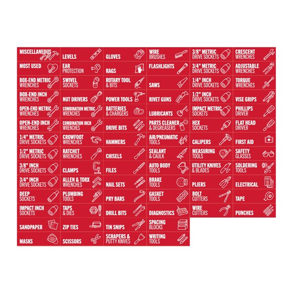 Ruanlalo 80Pcs Magnetic Toolbox Label Reusable Large Tool Chest Organizer Tag Steel Toolboxes Carts Drawers Cabinets Marker Organization Labels