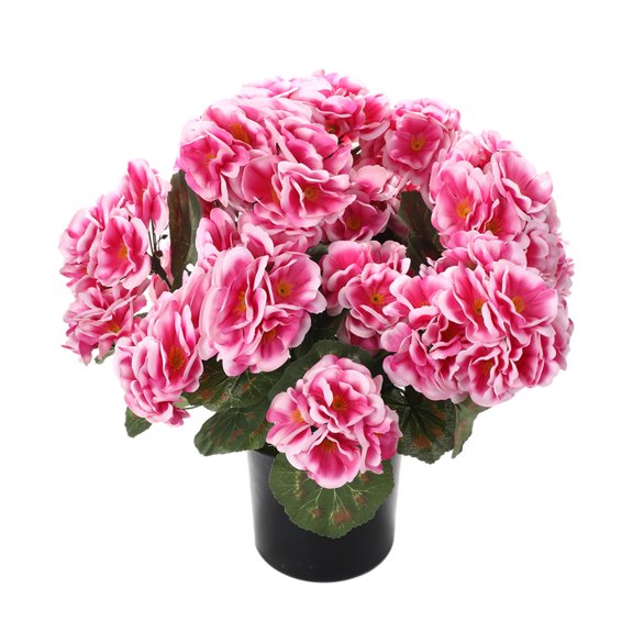 Ruanlalo Artificial Geranium Flowers for Outdoors 13" Potted Fake Geraniums Bush UV Resistant Faux Silk Flower for Front Porch Garden Yard Patio Decor