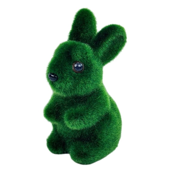 Ruanlalo Artificial Moss Bunny Statue Realistic Furry Moss Flocked Rabbit Ornament Standing Foam Rabbit Figurine for Spring Easter Party Outdoor Indoor Patio Home Desktop Decor