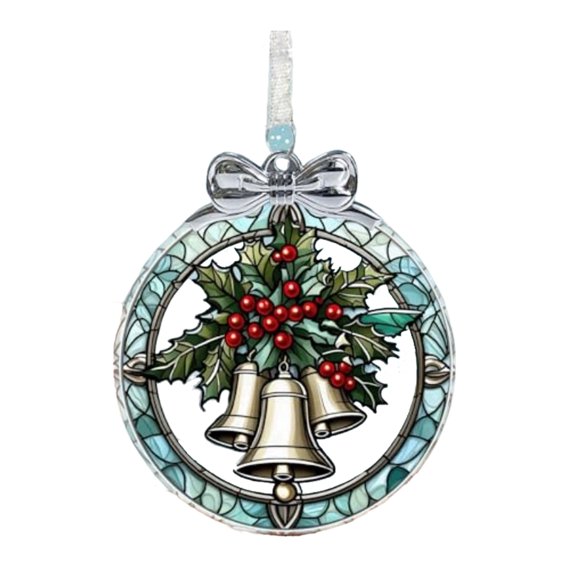 Ruanlalo Bell Stained Glass Orament Small Bell Suncatcher Window Christmas Tree Hanging Ornaments for Christmas Home Decor