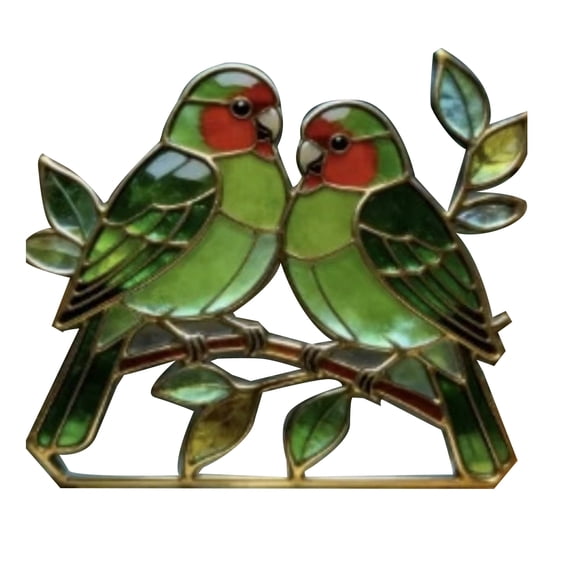 Ruanlalo Bird Suncatcher Stained Glass Acrylic Window Ornament with Copper Foil Edge Gifts for Women Mom Grandma Bird Lovers