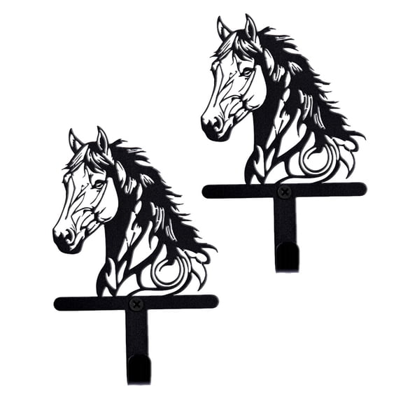 Ruanlalo Black Horse Wall Hook Key Hanger with Horse Silhouette Wall Mounted Iron Hook Entryway Organizer for Keys Bags Hats Coats
