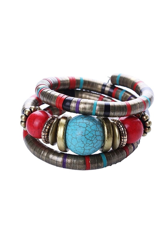 Bohemian Women Girl Multilayer Turquoise Beaded Bangle Bracelet Jewelry Gift