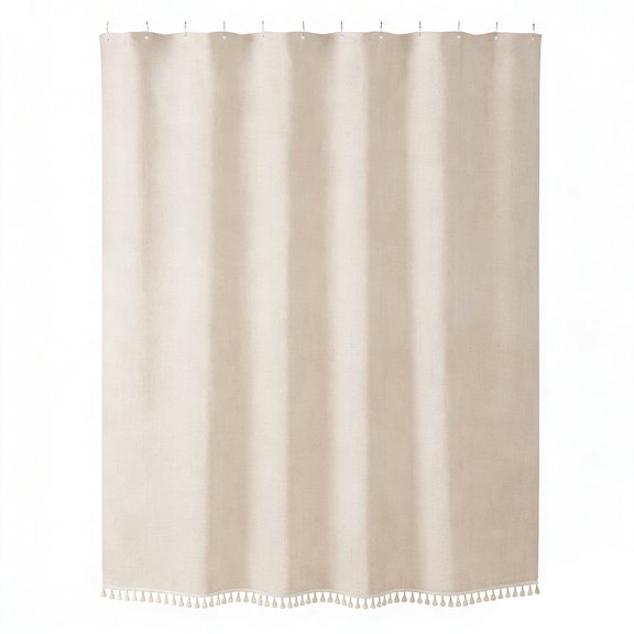 Ruanlalo Boho Shower Curtain with Tassels Farmhouse Shower Curtain Fringed Edge Bath Curtain with Grommets Hooks for Home RV Bathroom Decor