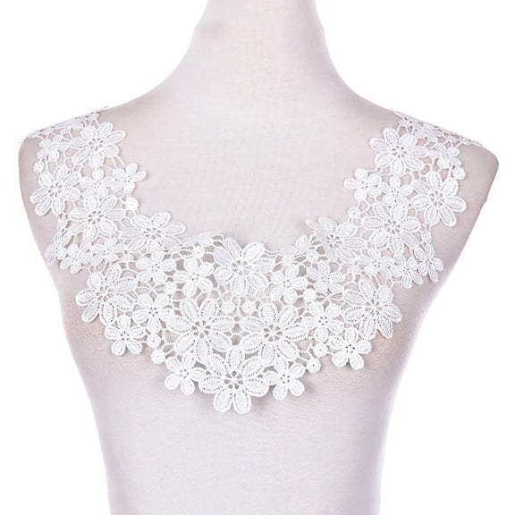 Ruanlalo Bridal Wedding Flower Fabric Neckline Neck Collar Sewing Craft Applique Trim White