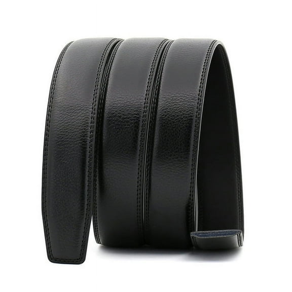 Ruanlalo Business Men's Soft Faux Leather Belt No Buckle Wide Band Replacement Waistbelt Black