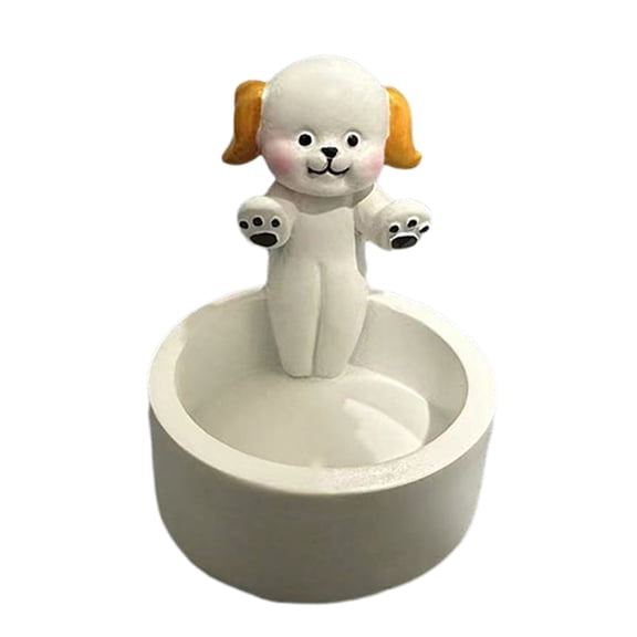 Ruanlalo Candle Holder Cartoon Dog Cat Design Hand-Painted Art Resin Construction Candlestick Candle Accessory