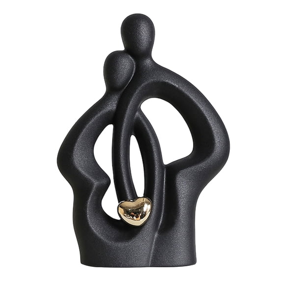 Ruanlalo Ceramic Couple Statue Hugging Kissing Lover Figurine for TV Stand Shelf Decor Romantic Couple Heart Sculpture for Wedding Anniversary Valentine's Day Gift