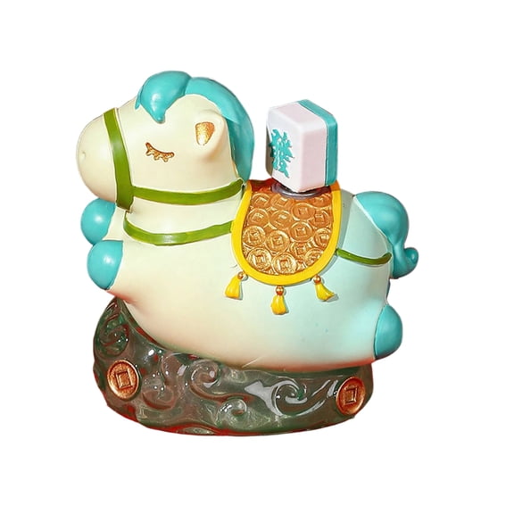 Ruanlalo Chinese Style Cartoon Horse Figurine Bring Good Luck Fortune Hand-painted Resin Pony Statue Home Office Desktop Feng Shui Decoration Ornament