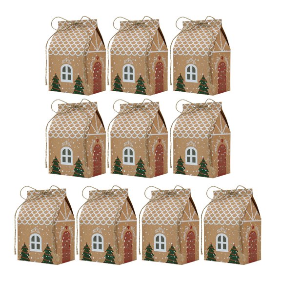 Ruanlalo Christmas Gift Box with Handle Paper House Shape Packaging for Candies Cookies Jewelry Creative Holiday Present Wrapping