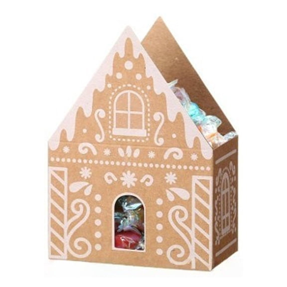 Ruanlalo Christmas Gingerbread House Gift Box Small Christmas Candy Boxes for Cookies Chocolates Treats 3D House Shaped Paper Box for Holiday Party Favors