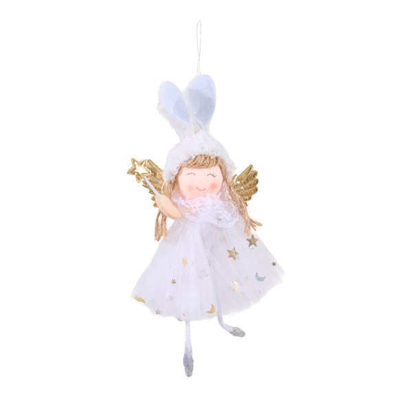 Ruanlalo Christmas Pendant Rabbit Angel Doll Wearing Mesh Yarn Dress Decorative Ornament Christmas Celebration Decor
