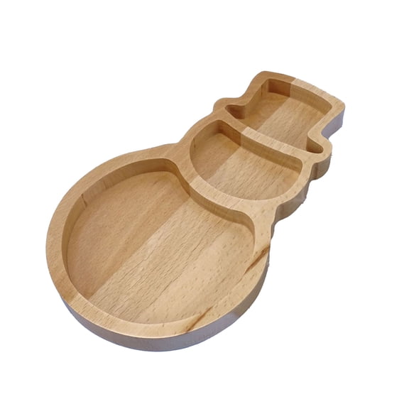 Ruanlalo Christmas Snowman Tree Wood Serving Tray Compartment Snack Platter for Holiday Parties Home Decor Festive Display Dish