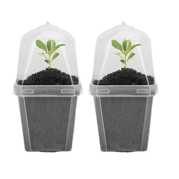 Ruanlalo Clear Plant Nursery Pots Plastic Reusable Seedlings Pots with Humidity Dome 3" Gardening Pots Small Planters for Succulents Herbs Seedlings Cuttings
