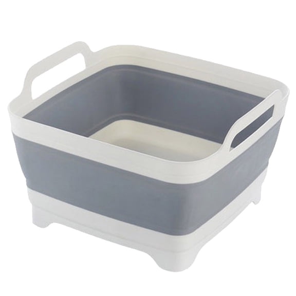 Ruanlalo Collapsible Dish Basin with Drain Stopper Portable Wash Basin Dish Pan Foldable Sink Tub Kitchen Storage Tray Outdoor Storage Bucket