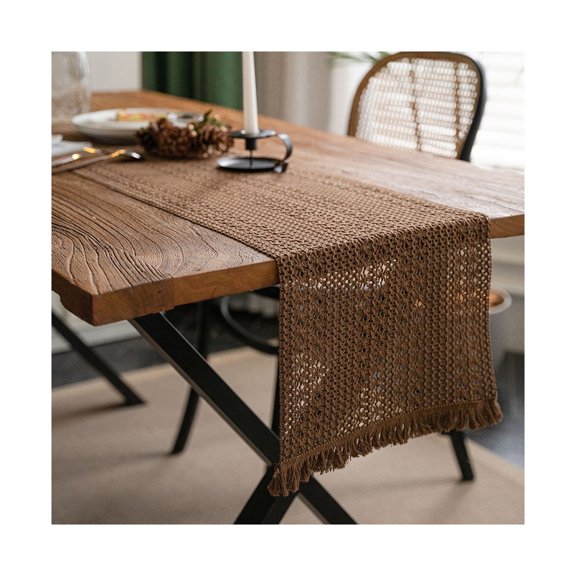 Ruanlalo Cotton Linen Table Runner Tassel Table Flag Reusable Holiday Table Decor for Restaurant Dining Bar Kitchen Home