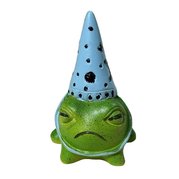 Ruanlalo Cute Frog Resin Figurine with Party Hat Small Garden Animal Statue Mini Cartoon Frog Sculpture for Garden Yard Patio Desk Fantasy Home Decor