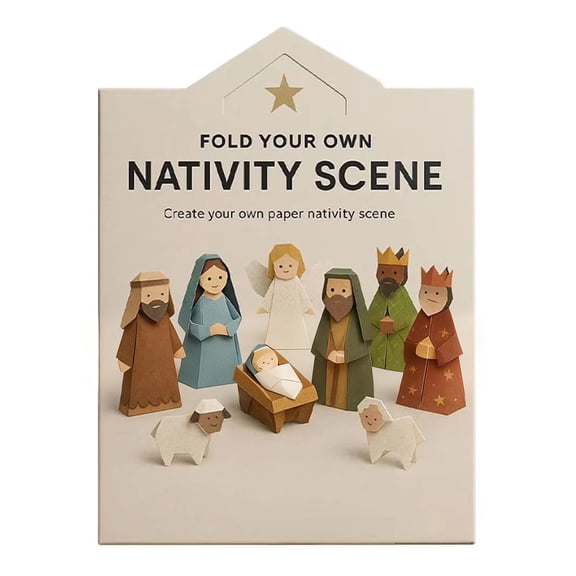 Ruanlalo DIY Paper Nativity Scene Craft Kit 3D Christmas Origami Set with Jesus Angels Animals Easy Fold Creative Educational Holiday Decoration for Family Activities Beginners