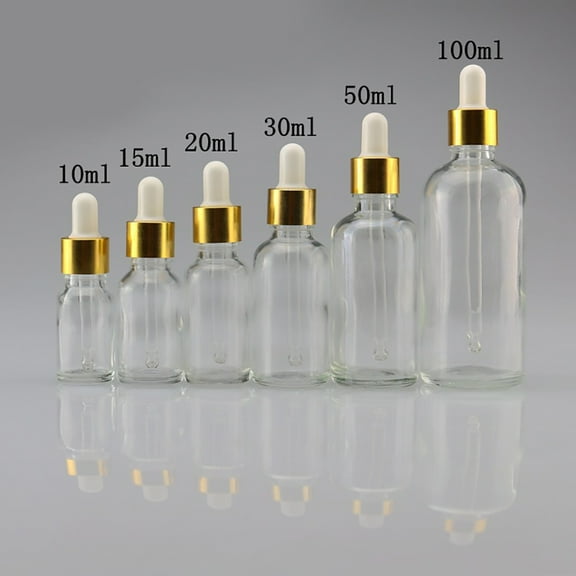 Ruanlalo Dropper Bottle,Mini 5ml-100ml Transparent Glass Reagent Liquid Pipette Empty Cosmetic Bottle