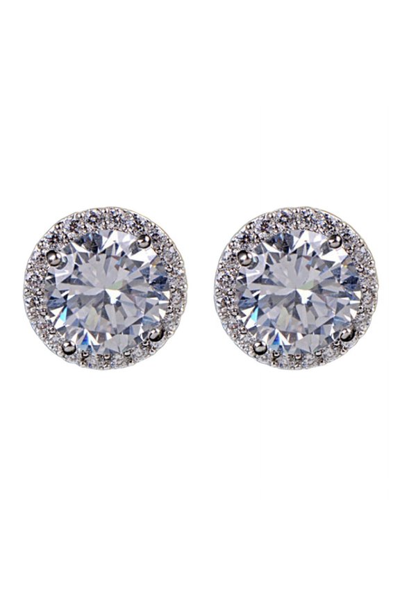 Ear Studs Zircon Inlaid Versatile Jewelry Silver Tone Eardrop for Wedding