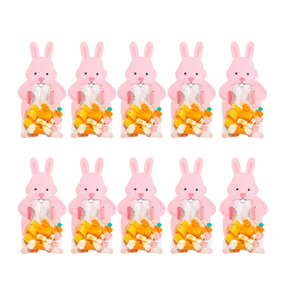 Ruanlalo Easter Bunny Paper Card Candy Bag Cute Rabbit Chocolate Cookie Holder Packaging Bag for Easter Birthday Party Candy Dessert Wrapping Supplies
