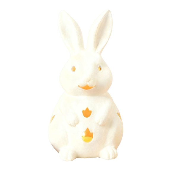 Ruanlalo Easter Candlestick Bunny Design Decorative Ornament with Fine Carving Comfortable Hand Feel Artistic Candle Stand Office Table Decor