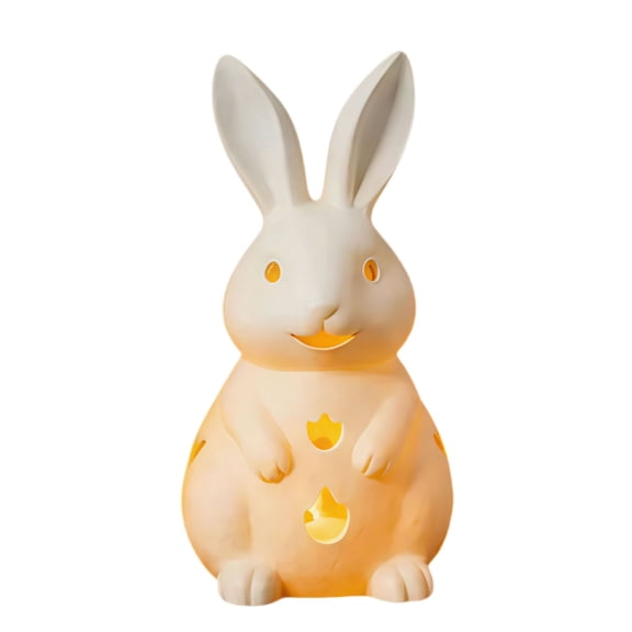 Ruanlalo Easter Rabbit Candle Holder White Hollow-Out Bunny Tealight Holder Resin Rabbit Sculpture Candlestick Ornament with LED Candle for Home Mantel Table Centerpiece