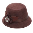 thumbnail image 1 of Ruanlalo Elegant Solid Color Women Floral Ribbon Linen Bowler Sun Hat Fedoras Bucket Cap Coffee, 1 of 4