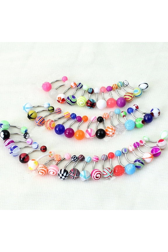 Fashion 50 Pcs Ball Belly Button Ring Navel Rings Bar Body Piercing Jewelry Gift