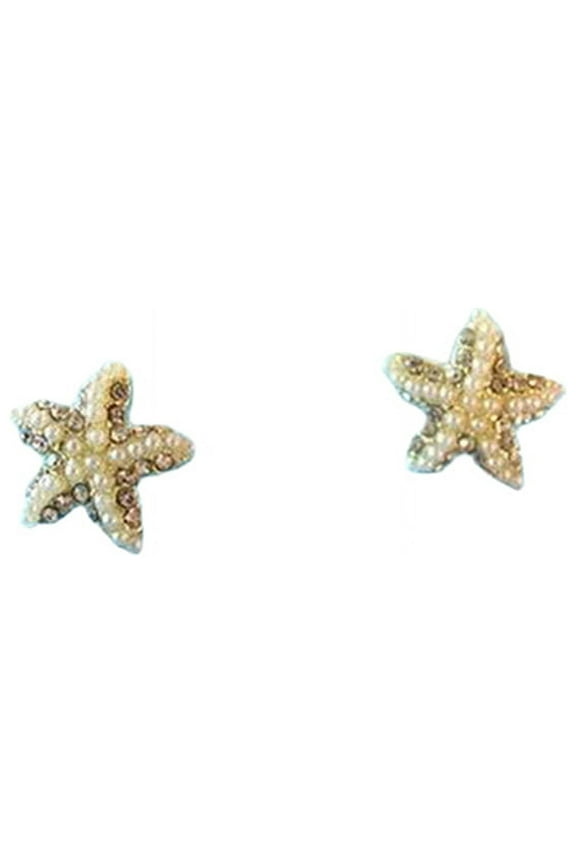 Fashion Rhinestone Pearl Starfish Star Earring Sea Ear Stud Earrings