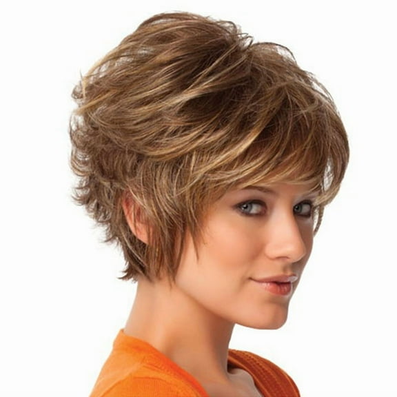 Ruanlalo Fashion Short Curly Brown Women Hair Wig Dyed Synthetic Lady Cosplay Hairpiece