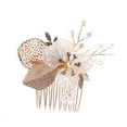 thumbnail image 1 of Ruanlalo Fashion Wedding Bridal Rhinestone Faux Pearls Hollow Hairpin Leaf Hair Clip Comb Rose Gold, 1 of 5