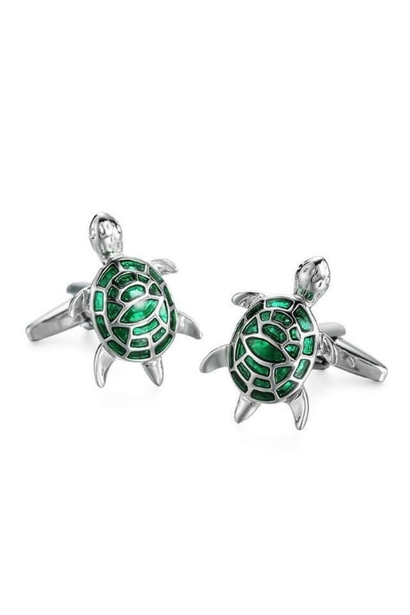 Fashion Women Men Cartoon Alloy Turtle Suit Shirt Sleeve Button Cufflinks Gifts Green