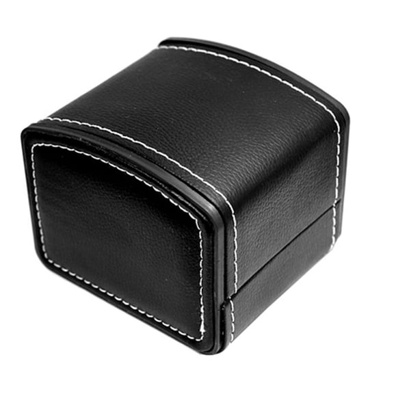 Ruanlalo Faux Leather Square Jewelry Watch Case Display Gift Box with Pillow Cushion Black
