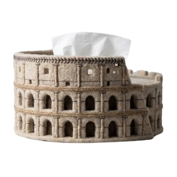 Ruanlalo Felt Coliseum Tissue Box Handcrafted Roman Coliseum Tissue Box Cover Architectural Round Tissue Box Case for Home Office Table Decor