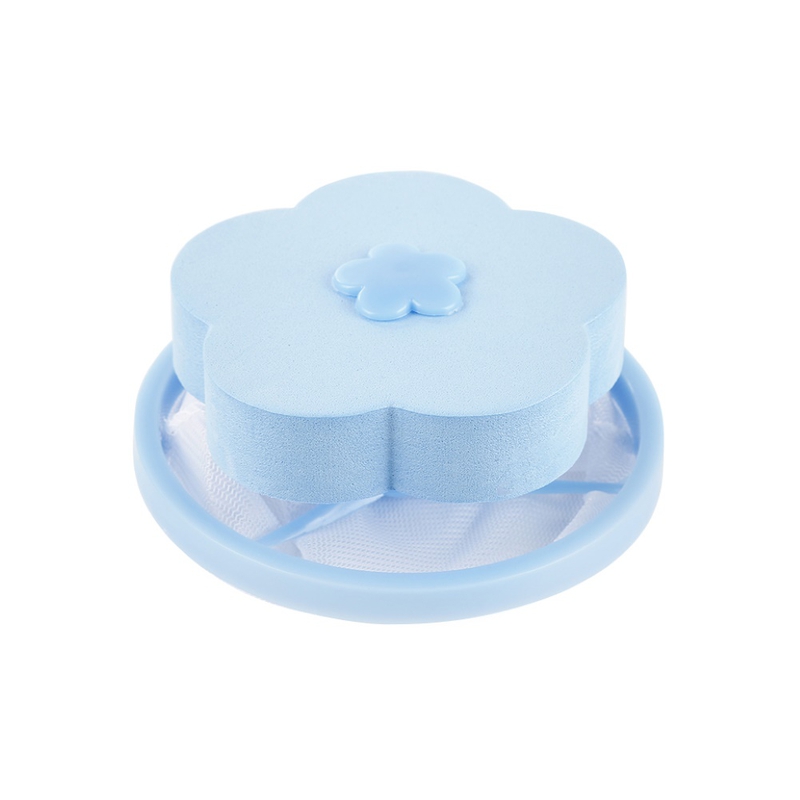 Ruanlalo Flower Shape Washing Machine Hair Removal Laundry Ball Floating Filter Mesh Bag Blue