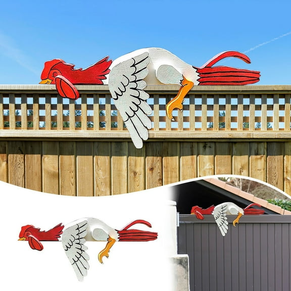 Ruanlalo Garden Decoration Interesting Ornamental Cute Funny Chicken Fence Decoration for Yard