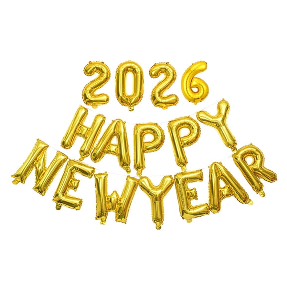 Ruanlalo HAPPY NEW YEAR 2026 Balloon 16 Inch Foil Letter Happy New Year Balloons NYE Banner Backdrop Decoration for New Year Eve Party Supplies