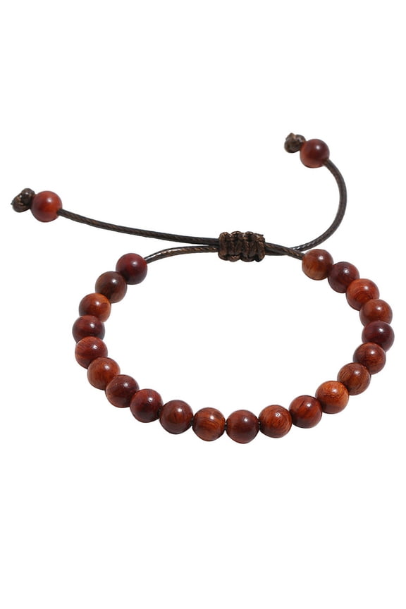 Handmade Unisex Wooden Beaded Wax Rope Bracelet Spiritual Hand Jewelry Gift 2#