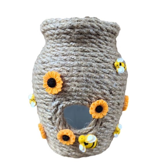 Ruanlalo Honey Pot Vase with Bee And Sunflowers Natural Jute Rope Twine Flower Vase Farmhouse Tabletop Centerpiece for Kitchen Dining Table Home Decor