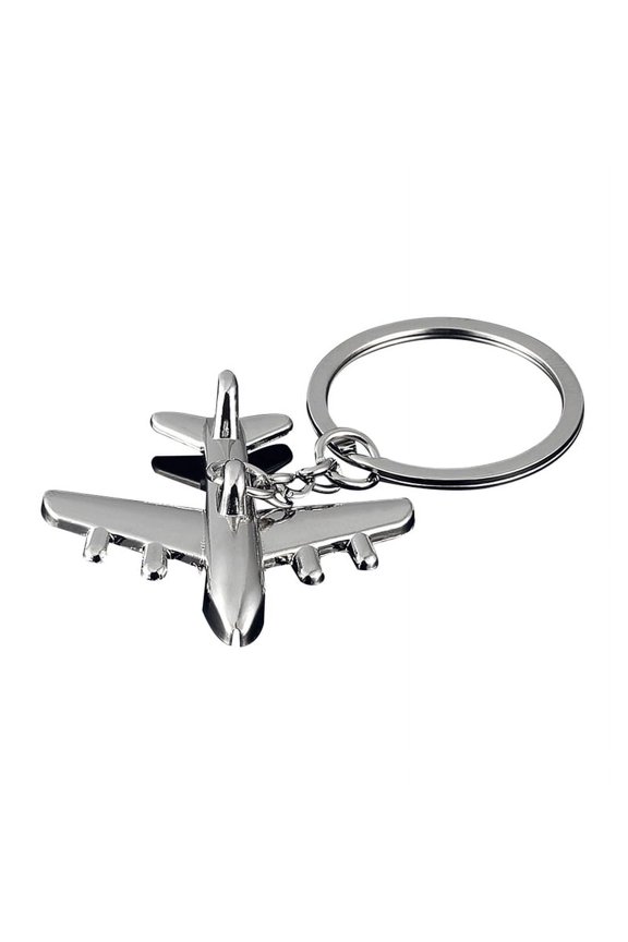 Keychain Creative Sturdy Civil Airplane Pendant Mini Keyring for Gift Silver