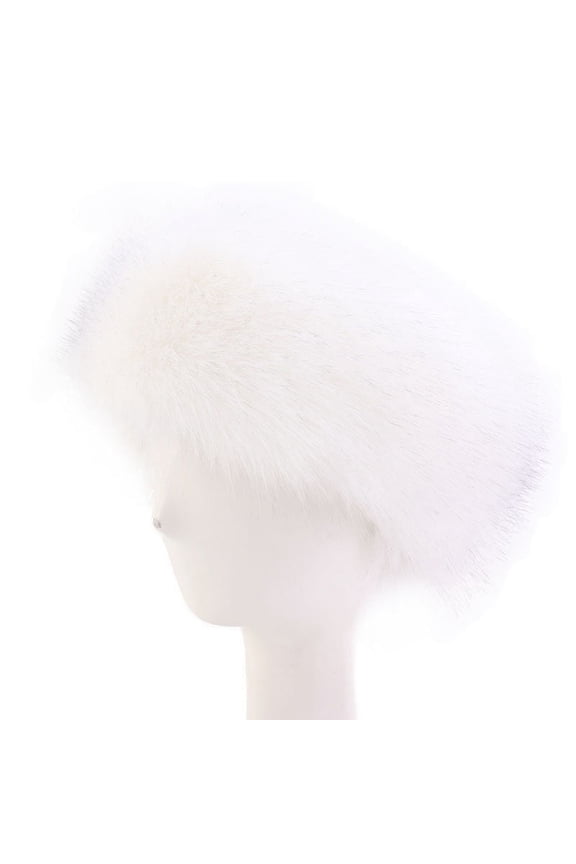 Ladies Winter Faux Fur Soft Fluffy Cozy Warm Unisex Thick Furry Headband Winter Outdoor Earwarmer Empty Top Elastic Anti-slip Ski Hat