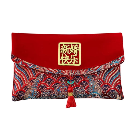 Ruanlalo Large Capacity Wedding Red Envelope Blessing Embroidery Tassel Design Red Money Packet Chinese Style Red Money Packet for Weddings