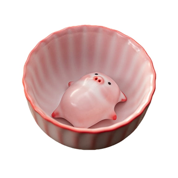 Ruanlalo Lying Pig Bubble Tea Cup Handcrafted Ceramic Mug with Fun Bubble Blowing Pig Tea Pet Unique Gift for Tea Lovers & Home Decor