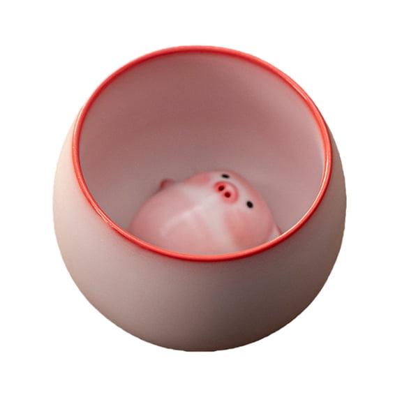 Ruanlalo Lying Pig Bubble Tea Cup Handcrafted Ceramic Mug with Fun Bubble Blowing Pig Tea Pet Unique Gift for Tea Lovers & Home Decor
