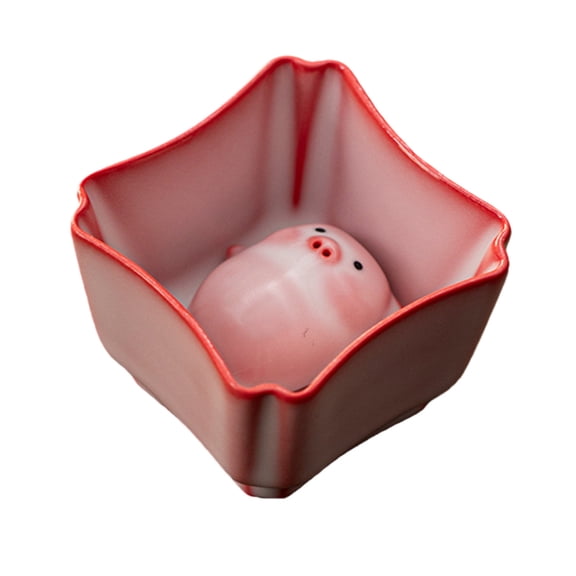 Ruanlalo Lying Pig Bubble Tea Cup Handcrafted Ceramic Mug with Fun Bubble Blowing Pig Tea Pet Unique Gift for Tea Lovers & Home Decor