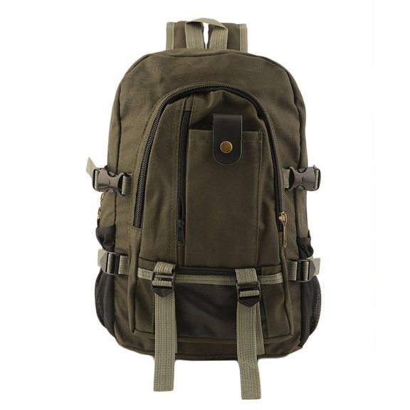 Ruanlalo Men Canvas Backpack School Rucksack Vintage Satchel Shoulder Travel Laptop Bag Army Green
