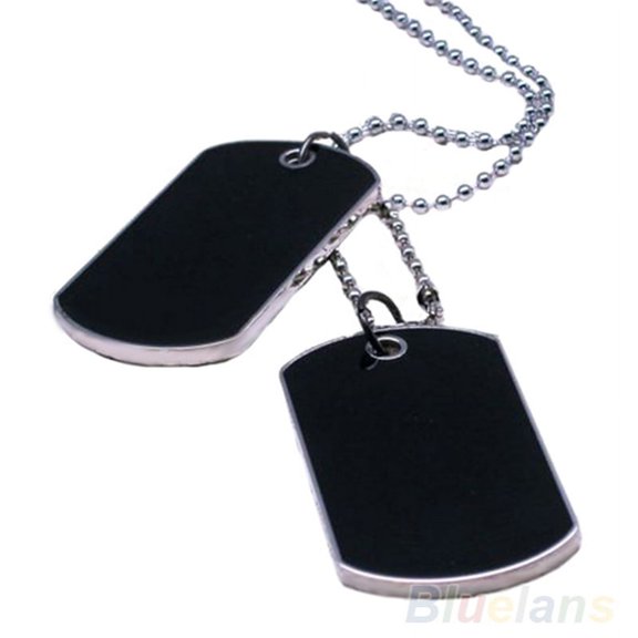 Ruanlalo Men Cool Double Alloy Plain Dog Tag Pendant Charm Ball Chain Necklace Jewelry